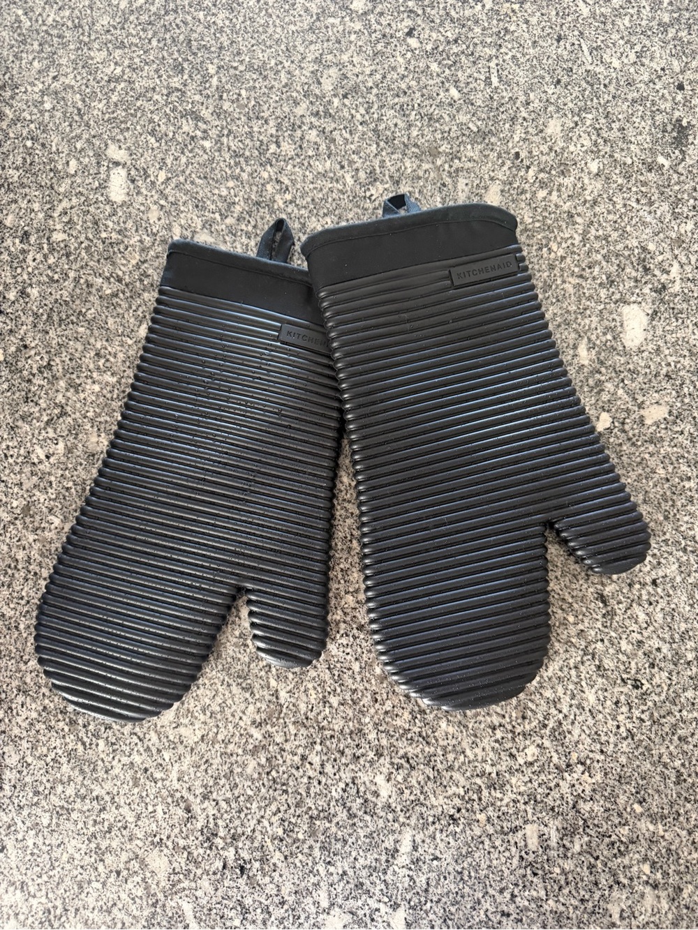 KitchenAid Black Ribbed Silicone Oven Mitts